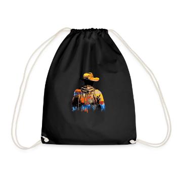 American Man Western Country Tradition Culture - Drawstring Bag - black - Front