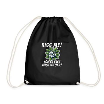 Kiss me you´ve been Mistletoed Xmas Mistletoe - Drawstring Bag - black - Front