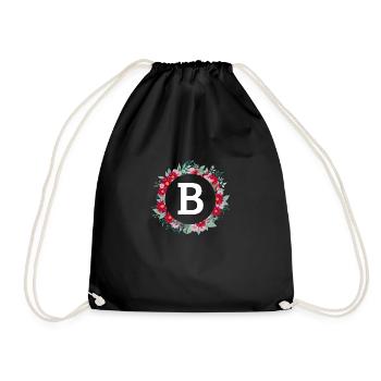 Letter b floral crown - Drawstring Bag - black - Front
