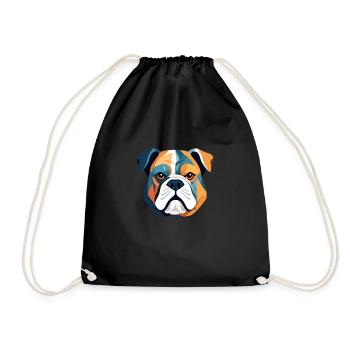 Englische Bulldogge Vektorkunst mit lebendigen Farben - Turnbeutel - Schwarz - Vorne
