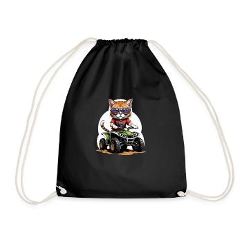 Cat Quad Cat Gift Supermoto Motorcycle - Drawstring Bag - black - Front