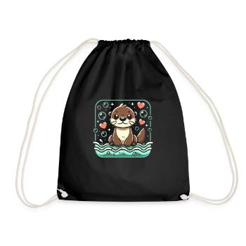 Otters Make Everything Better Cute Wildlife Lover - Drawstring Bag - black - Front