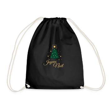 Sapin de Noël simple avec texte doré élégant - Sac de sport léger - noir - Devant