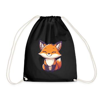 Renard mignon et heureux dans le style dessin animé - Sac de sport léger - noir - Devant