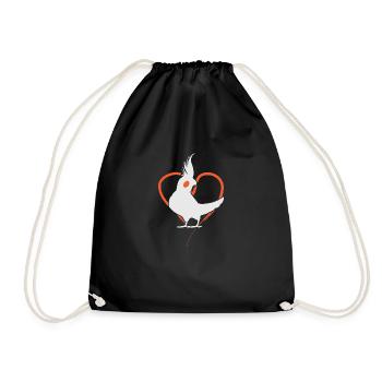 Cockatiel heart - Drawstring Bag - black - Front