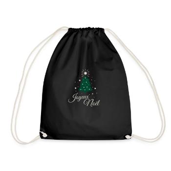 Minimalistischer Tannenbaum mit raffiniertem silbernem Text - Turnbeutel - Schwarz - Vorne