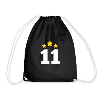 11 Year Star - 11th Anniversary Gift - Drawstring Bag - black - Front