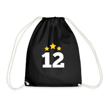 12 Year Old Star - 12th Anniversary Gift - Drawstring Bag - black - Front