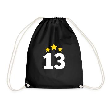 13 Year Old Star - 13th Anniversary Gift - Drawstring Bag - black - Front
