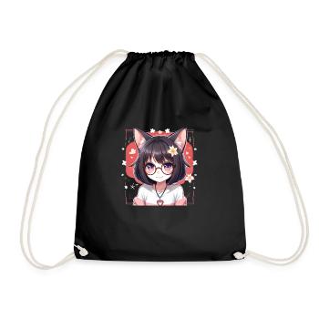 Cat Girl Kawaii : Adorable fille chat - Sac de sport léger - noir - Devant