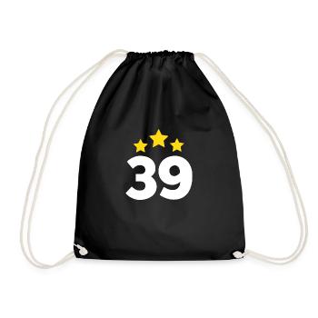 39 Years Star - 39th Anniversary Gift - Drawstring Bag - black - Front