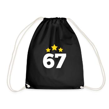 67 Jahre Stern - Geschenk zum 67. Jubiläum - Turnbeutel - Schwarz - Vorne