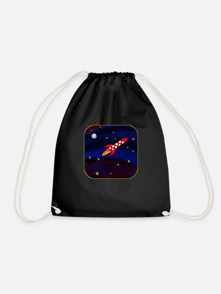 Sputnik rocket - Drawstring Bag - black