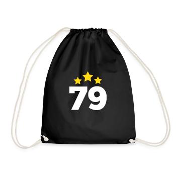 79 Jahre Stern - Geschenk zum 79. Jubiläum - Turnbeutel - Schwarz - Vorne