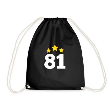 81 Jahre alter Stern - Geschenk zum 81. Jubiläum - Turnbeutel - Schwarz - Vorne