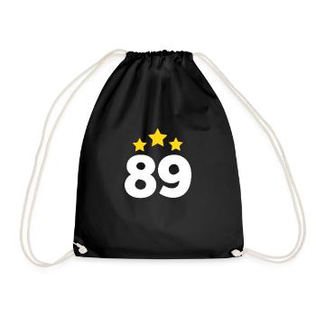 89 Jahre Stern - Geschenk zum 89. Jubiläum - Turnbeutel - Schwarz - Vorne