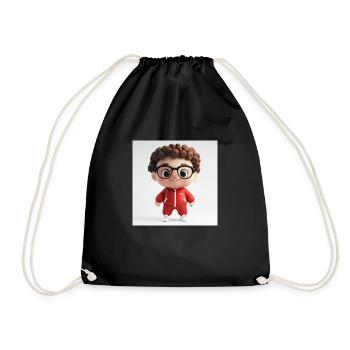 Personnage 3d - Mec mignon - Sac de sport léger - noir - Devant