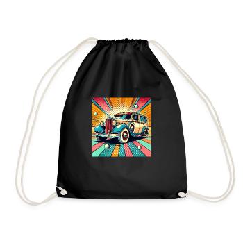 Retro car in pop art style - Drawstring Bag - black - Front