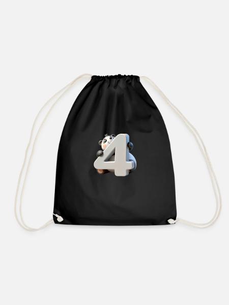 Children's Design – Panda Bear and Numbers - Drawstring Bag - black