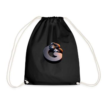 Funny gorilla on letter G - Drawstring Bag - black - Front