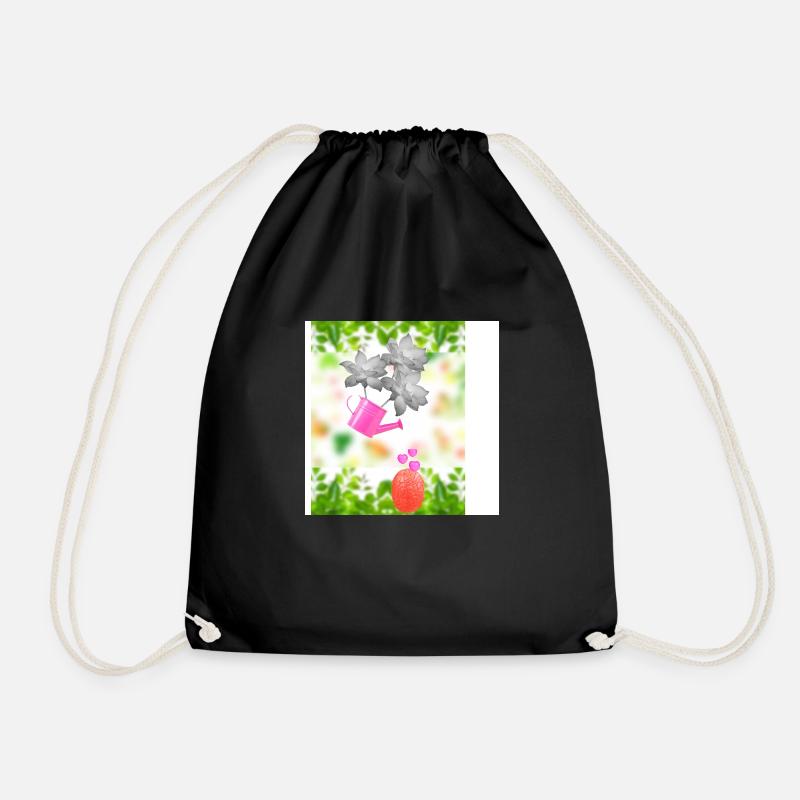 Flowers - Drawstring Bag - black