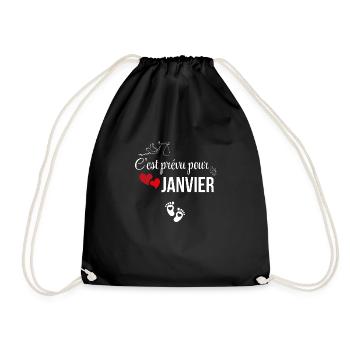 C’est prévu pour janvier - annonce de grossesse - Sac de sport léger - noir - Devant