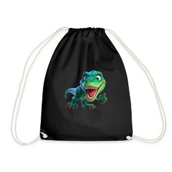 Grinsender T-Rex-Star - Turnbeutel - Schwarz - Vorne