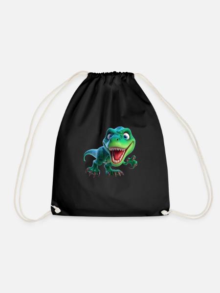 Grinsender T-Rex-Star - Turnbeutel - Schwarz