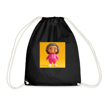 3d Character - Funny Granny - Drawstring Bag - black - Front