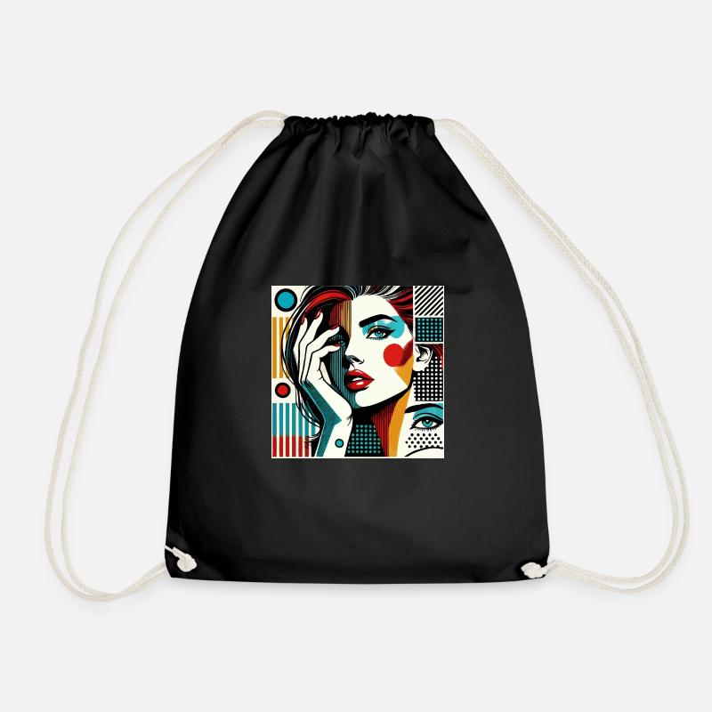 Pop-Art-Porträt einer Frau - Turnbeutel - Schwarz