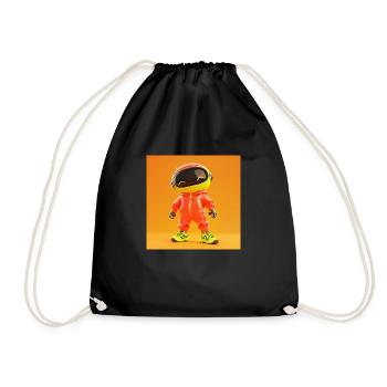 3d Character - Cute Robot - Drawstring Bag - black - Front