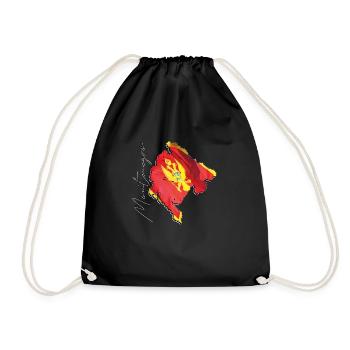 Montenegro Flagge in der Montenegro Landkarte EN - Turnbeutel - Schwarz - Vorne