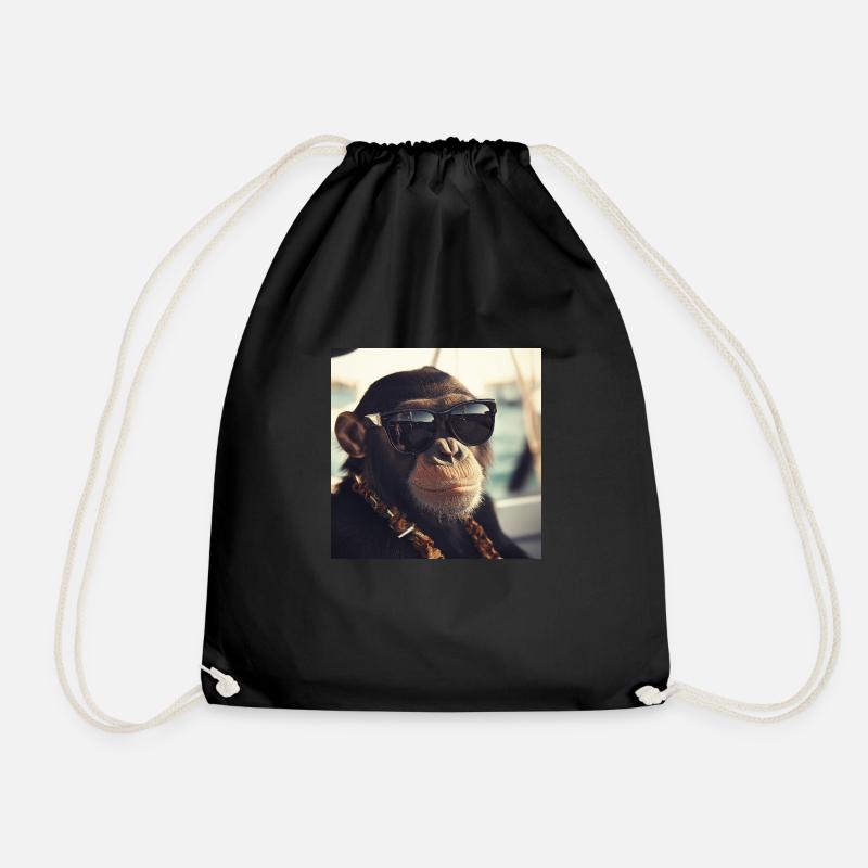 Cool Ape - Drawstring Bag - black