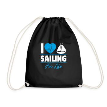 Sailing is my life,gift idea - Drawstring Bag - black - Front