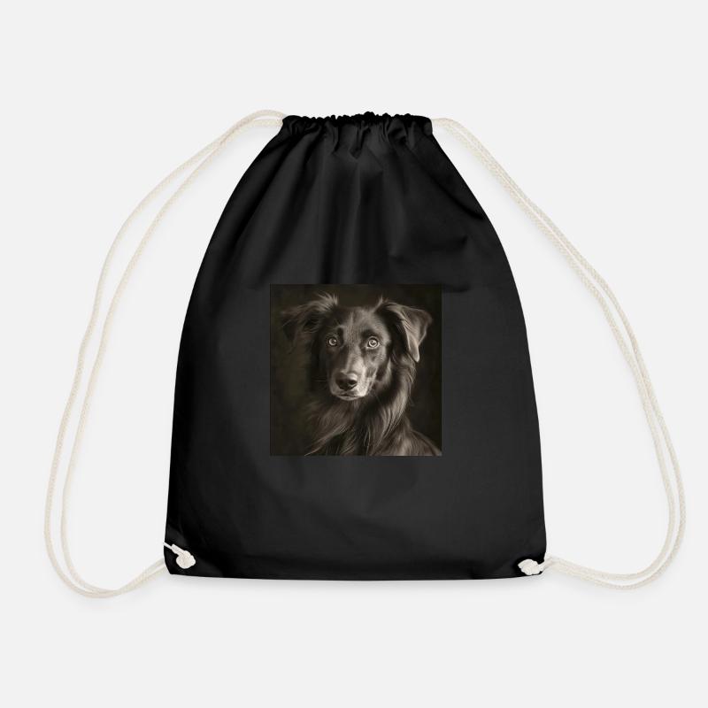 Black Animals - Cute Dog - Drawstring Bag - black