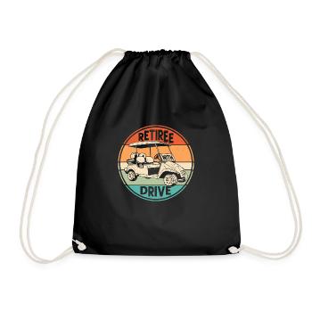 Retiree With Drive Golf Golfer - Drawstring Bag - black - Front