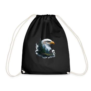 Nature eagle - Drawstring Bag - black - Front