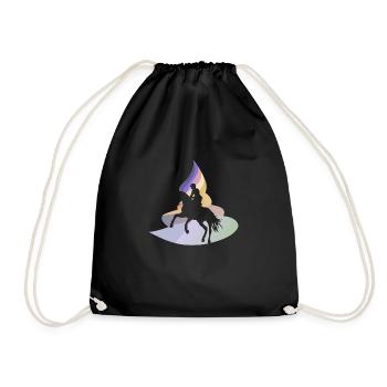 Dressage Riding Stable Rider - Drawstring Bag - black - Front