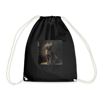 Black Animals - Black Cat - Drawstring Bag - black - Front