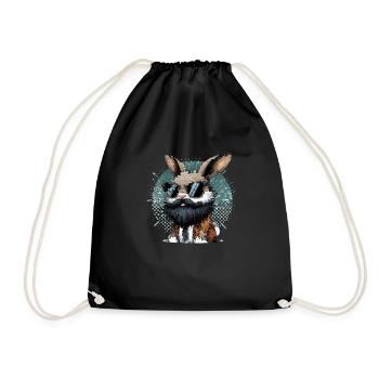 Lapin avec barbe et lunettes de soleil - Sac de sport léger - noir - Devant