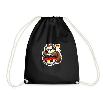 Sloth with a soccer ball - Drawstring Bag - black - Front