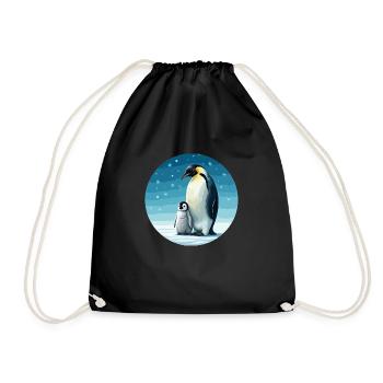 Manchot empereur avec enfant - Sac de sport léger - noir - Devant