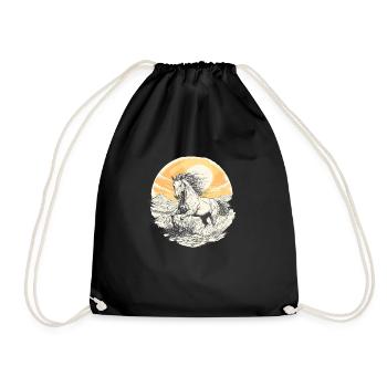 Riding Horse Sunset Vintage Rider Rider - Drawstring Bag - black - Front