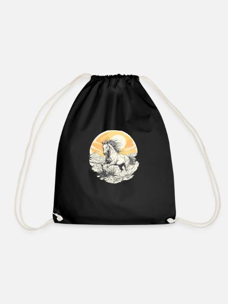 Reiten Pferd Sunset Vintage Reiterin Reiter - Turnbeutel - Schwarz