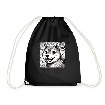 Shiba Inu Manga - Drawstring Bag - black - Front