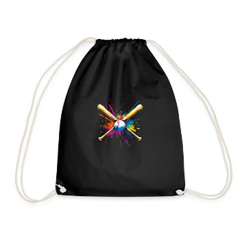 Baseball Bat Multicolored - Drawstring Bag - black - Front
