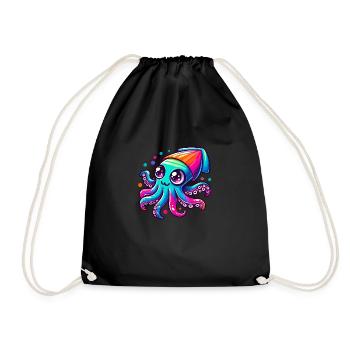 Colorful Squid for Kids - Drawstring Bag - black - Front