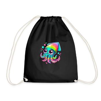 Calmar coloré avec de grands yeux pour les enfants - Sac de sport léger - noir - Devant