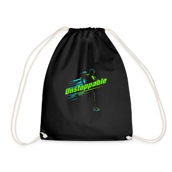 Laufdesign - "Unstoppable" - Turnbeutel - Schwarz - Vorne
