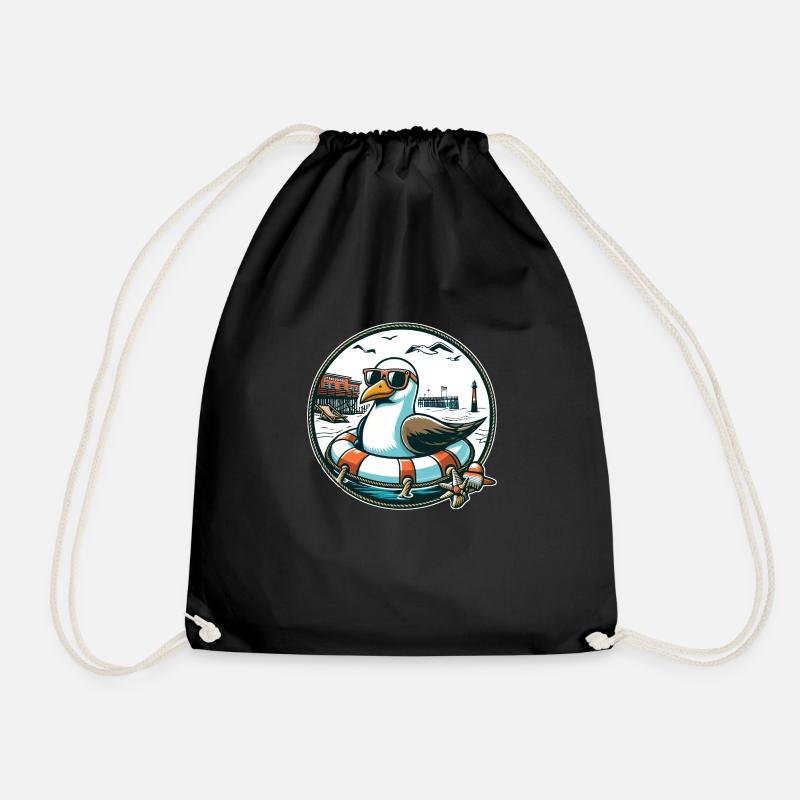 Möwe im Rettungsring - Turnbeutel - Schwarz